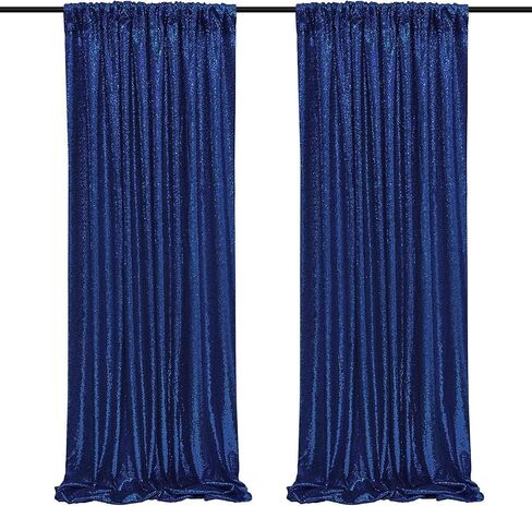 Poise3EHome Black Sequin Backdrop Curtains, 2 Panels 2FTx8FT Glitter Photo Booth Backdrop for Halloween Birthday Bachelorette Wednesday Twilight Party Decorations in Kuwait