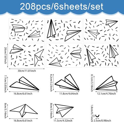 Papper Airplane Wall Stickers, Airplan Wallpaper for Boys' Room Decor Perfect Airplane Cutouts for Bulletin Boards and Playrooms in Kuwait