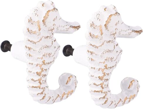 Outanaya 2pcs Ocean Theme Sea Horse Drawer Pulls Decorative Knobs for Cabinets Dressers Vintage Cast Iron Handles for Boys and Girls Room Bedroom Bathroom and Beach House Decor in Kuwait