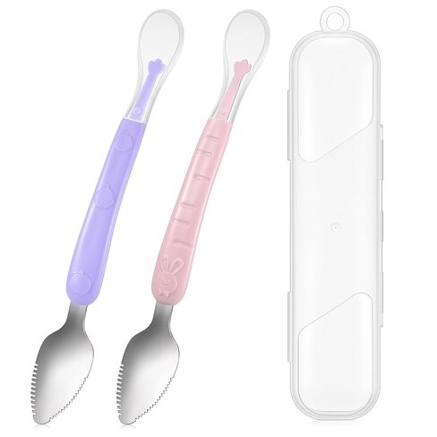Lallisa 4 Pcs Baby Silicone Spoons Double Head Baby Food Spoon,Multicolor | Baby Training Feeding Spoons, Infant Spoons, Baby Food Scraper Spoons for Infants Toddlers, Soft Tip, Bpa Free in Kuwait