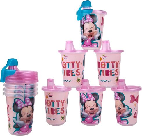 The First Years Take & Toss Disney Minnie Mouse Sippy Cups - Reusable Toddlers Cups with Lids - Kids Party Pack with 2 Travel Caps - 10 Oz - 10 Count in Kuwait