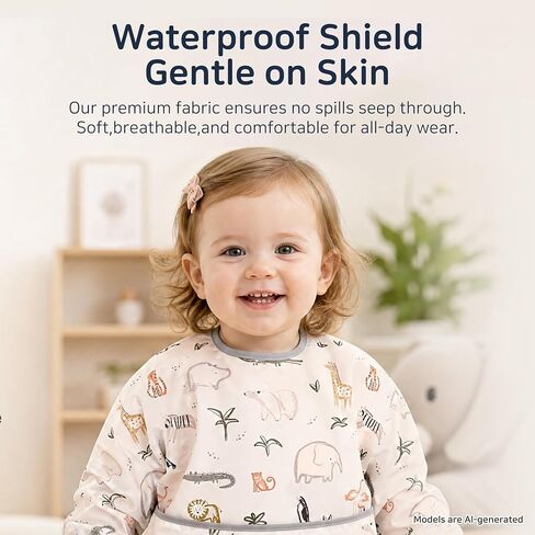 Little Dimsum Mess-Proof Baby Bibs|Infant Toddler Long Sleeve Waterproof Feeding Smock in Saudi Arabia