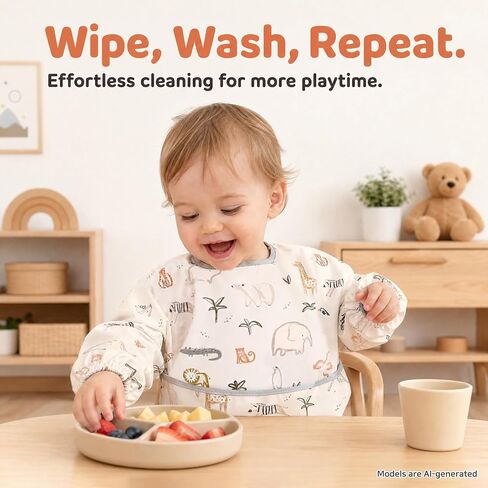 Little Dimsum Mess-Proof Baby Bibs|Infant Toddler Long Sleeve Waterproof Feeding Smock in Saudi Arabia