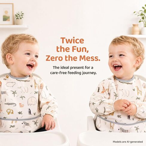 Little Dimsum Mess-Proof Baby Bibs|Infant Toddler Long Sleeve Waterproof Feeding Smock in Saudi Arabia