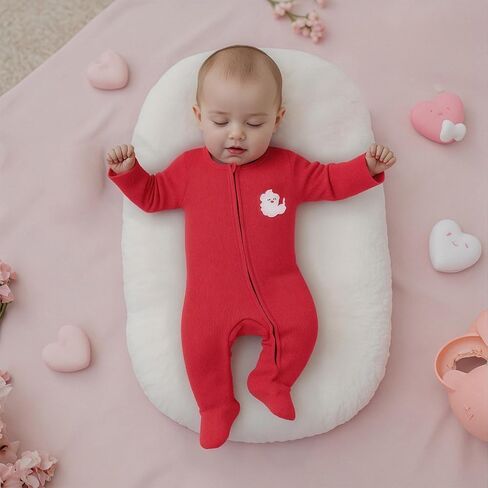 My First Christmas Baby Boy Outfit Newborn Waffle Santa Jumpsuit Footie Romper Infant Zipper Onesie Fall Clothes (B Santa Red, 0-3 Months) in Kuwait