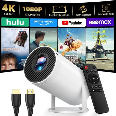Mini Projector, Native 1080P Portable Projector, 4K Support with Carrying Case in Kuwait