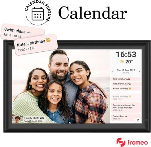 15.6inch FRAMEO Digital Photo Frame with 1920x1080 FHD IPS LCD Touch Screen, Dual-WiFi Share Photos & Videos Via Frameo App, Support USB Drive/SD Card Extend Storage, Auto-Rotate in Kuwait