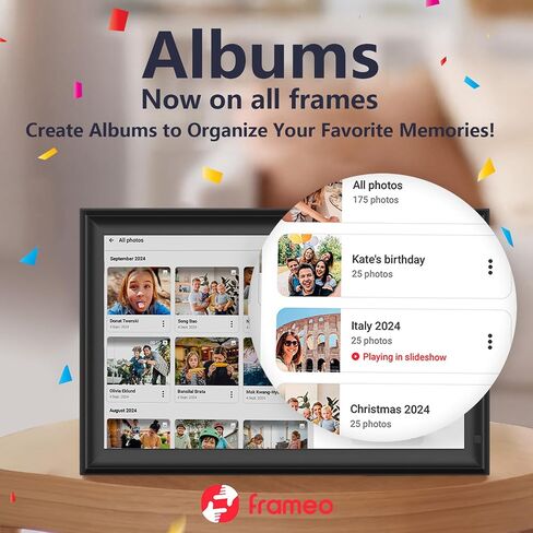 15.6inch FRAMEO Digital Photo Frame with 1920x1080 FHD IPS LCD Touch Screen, Dual-WiFi Share Photos & Videos Via Frameo App, Support USB Drive/SD Card Extend Storage, Auto-Rotate in Kuwait