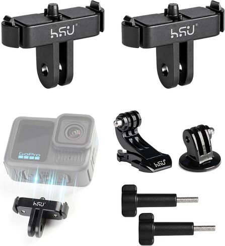 HSU Magnetic Latch Mount for GoPro Hero 13 Black/Mission 1/GoPro Max 2 | Quick Release Tripod Connector Port, Dual-Latch Design/ J-Hook Buckle/ Tripod Mount, GoPro Mission 1/1 PRO Accessory (2 Pack) in Kuwait