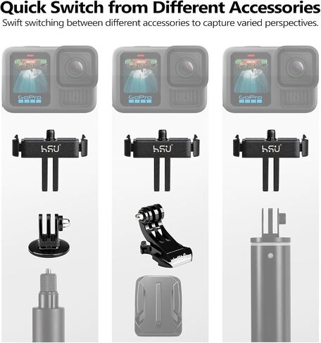 HSU Magnetic Latch Mount for GoPro Hero 13 Black/Mission 1/GoPro Max 2 | Quick Release Tripod Connector Port, Dual-Latch Design/ J-Hook Buckle/ Tripod Mount, GoPro Mission 1/1 PRO Accessory (2 Pack) in Kuwait