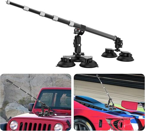 Five Suction Car Mount Kit for Insta360 with Locking Invisible Selfie Stick | Adjustable 360° Rotation | Non-Slip | for Insta360 X5 X4 X3, GoPro, DJI OSMO 360 Action Camera | for Hood Windshield Roof in Kuwait