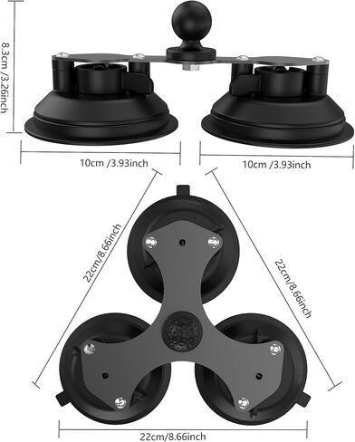 Five Suction Car Mount Kit for Insta360 with Locking Invisible Selfie Stick | Adjustable 360° Rotation | Non-Slip | for Insta360 X5 X4 X3, GoPro, DJI OSMO 360 Action Camera | for Hood Windshield Roof in Kuwait
