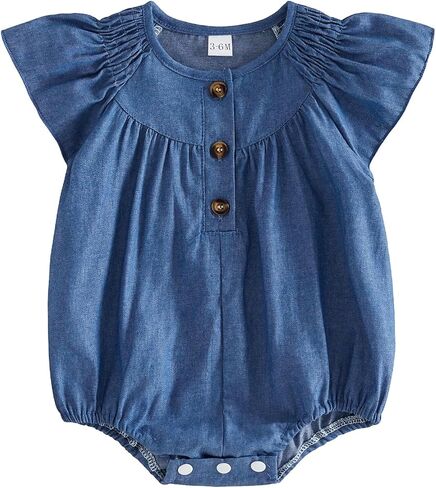 Kuriozud Newborn Baby Girl Summer Clothes Ruffle Smocked Romper Jumpsuit One Piece Outfit Cute Infant Girl Clothing in Kuwait