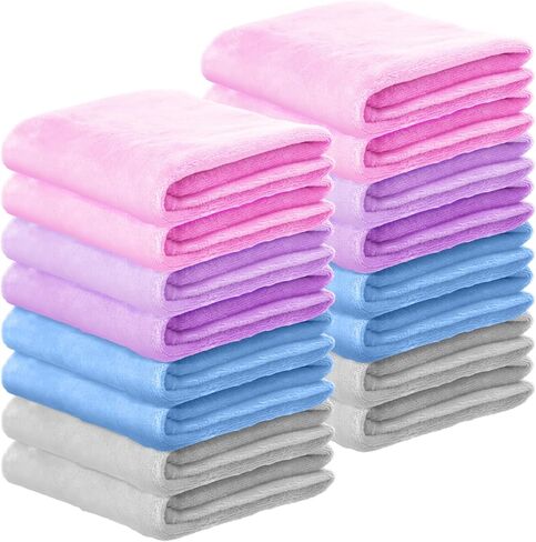 Kinlop 32 Pcs Fuzzy Baby Blankets Bulk, 39 x 27 Inch Soft Kid Blankets, Cozy Lightweight Warm Fleece Throw, for Spring Summer Infant Toddler Girls Boys, Crib Preschool Bedding (Bright Color) in Kuwait
