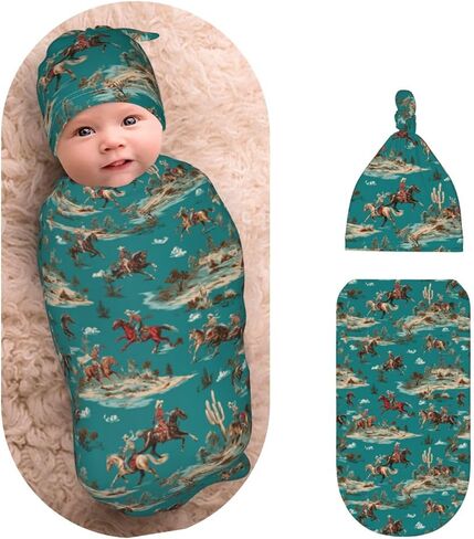Cute Adorable Dachshund Dogs Newborns Beanie Swaddle Blanket Set Baby Receiving Blankets for 0-6m Infant Boy Girl Swaddle Blankets Wrap Soft in Kuwait