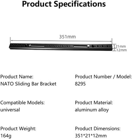 Extended Multi-Functional NATO Slide Bar, SLR Camera Cage Extension Rail-Type, ARRI-Standard Positioning Top Handle Quick-Release Installation Slider in Kuwait