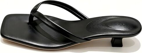 Women's Black Square-Toe Kitten Heels for Women, Cushioned Casual Shoes in Kuwait