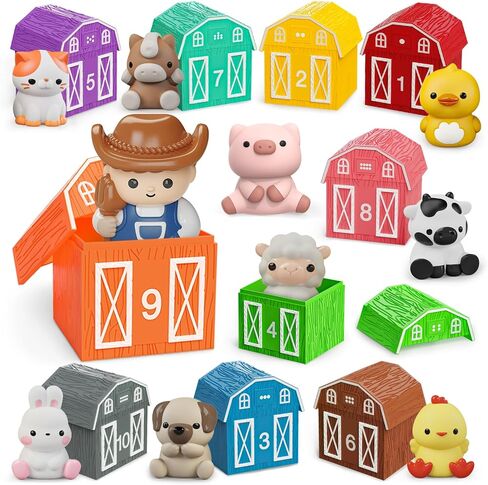 Toddler Toy for 1 2 3+ Years Old,Learning Toy for Toddlers with Animal Toys | 20PCS Safari Animal,Montessori Educational for Kids,10 Animals &10 Houses for Babies Boys Girls Christmas Birthday Gift in Kuwait
