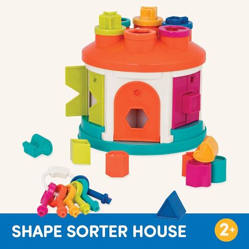 Battat Color Sorting Toy with Keys and Storage, Toddler, 14-Piece Set | Take-along shape sorting house with 12 different shapes, color-coded keys, carry handle, and storage inside, 2+ Years in Kuwait