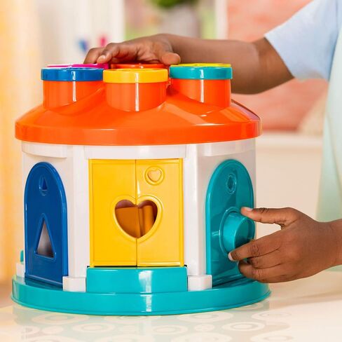Battat Color Sorting Toy with Keys and Storage, Toddler, 14-Piece Set | Take-along shape sorting house with 12 different shapes, color-coded keys, carry handle, and storage inside, 2+ Years in Kuwait