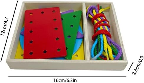 5 Pcs Double-Sided Shape Panels Wooden Threading Toy Lacing Cards for Toddlers, Lacing Shapes, Educational and Learning Montessori Activity for Kids (Triangle) in Kuwait