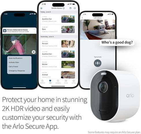 Arlo Pro 5S 2K HDR wireless outdoor security camera, color night vision, 160° FOV, rechargeable battery, weatherproof, 5-camera kit, white in Kuwait