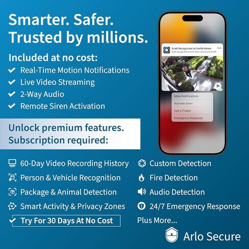 Arlo Pro 5S 2K HDR wireless outdoor security camera, color night vision, 160° FOV, rechargeable battery, weatherproof, 5-camera kit, white in Kuwait