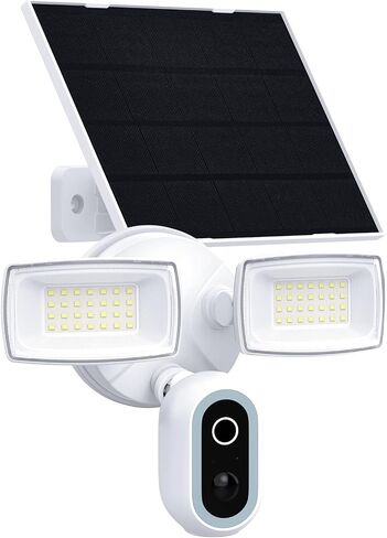 Solar Floodlight Camera Outdoor, 2K Security Camera with 1600LM Dual Lights, 24/7 Recording, PIR and Motion Alerts, Color Night Vision, 2-Way Audio, Siren, 2.4GHz WiFi, Compatible with Alexa in Kuwait