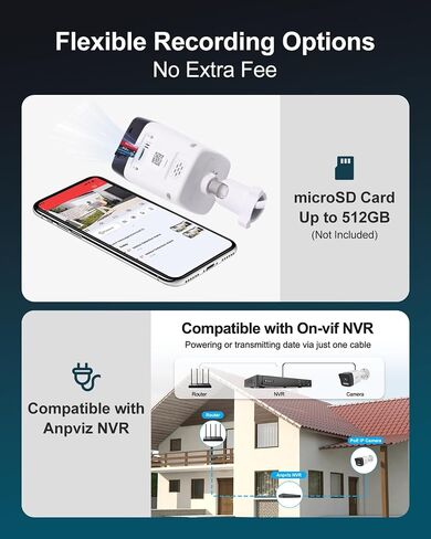 Anpviz 5MP Bullet PoE IP Camera Outdoor, Wired Security Camera | Smart Color Night Vision, AI Motion Detection 2.0, with Audio, 2.8MM Lens Wide Angle, IP67, WDR, SD Card Slot, IPC-B1053WD-S in Kuwait