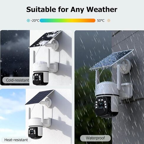Solar Security Cameras Wireless Outdoor, 4MP Home Security System,2 Cam-Kit | Color Night Vision, 2.4G/5G WiFi, 360° Pan/Tilt, 65GB Local Storage, No Subscription, Motion Detection, Spotlight,2-Way Audio in Kuwait