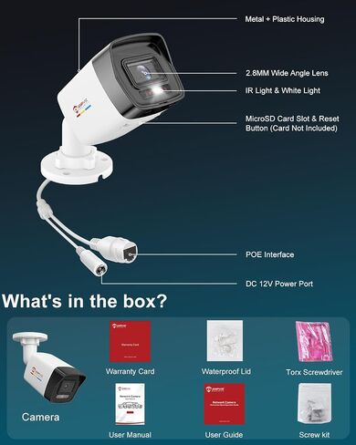 Anpviz 5MP Bullet PoE IP Camera Outdoor, Wired Security Camera | Smart Color Night Vision, AI Motion Detection 2.0, with Audio, 2.8MM Lens Wide Angle, IP67, WDR, SD Card Slot, IPC-B1053WD-S in Kuwait
