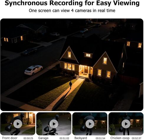 Solar Security Cameras Wireless Outdoor, 4MP Home Security System,2 Cam-Kit | Color Night Vision, 2.4G/5G WiFi, 360° Pan/Tilt, 65GB Local Storage, No Subscription, Motion Detection, Spotlight,2-Way Audio in Kuwait