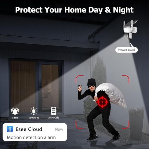 Solar Security Cameras Wireless Outdoor, 4MP Home Security System,2 Cam-Kit | Color Night Vision, 2.4G/5G WiFi, 360° Pan/Tilt, 65GB Local Storage, No Subscription, Motion Detection, Spotlight,2-Way Audio in Kuwait