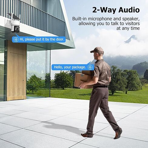 Solar Security Cameras Wireless Outdoor, 4MP Home Security System,2 Cam-Kit | Color Night Vision, 2.4G/5G WiFi, 360° Pan/Tilt, 65GB Local Storage, No Subscription, Motion Detection, Spotlight,2-Way Audio in Kuwait