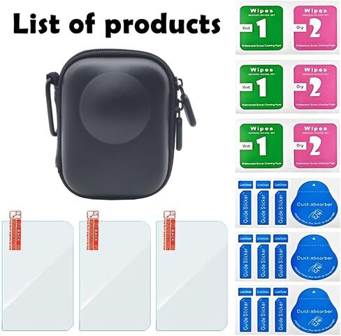 Screen Protector for Dji Osmo 360 Camera and Travel Storage Carrying Case | HUADU,9H Tempered Glass Film, Full Coverage,Hard Shell Sleeve,Travel Storage in Kuwait