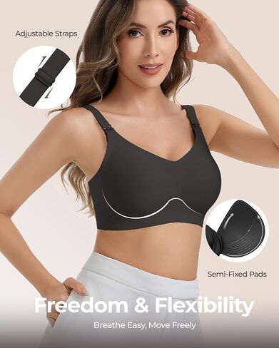 Vinfact Pumping Bra Hands Free Comfort Wireless Seamless Breast Pump Bra Full Coverage Everyday Bra for Maternity Postpartum XL Black in Kuwait