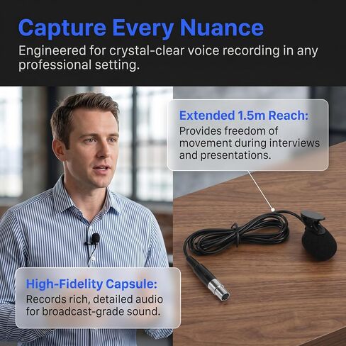 INOOMP 2pcs Clip On Lapel Microphone: 3Pin XLR Connector, Broadcast Voice Capture Mic for Online Teaching, Conference, Field Interview, Mobile Phone in Kuwait