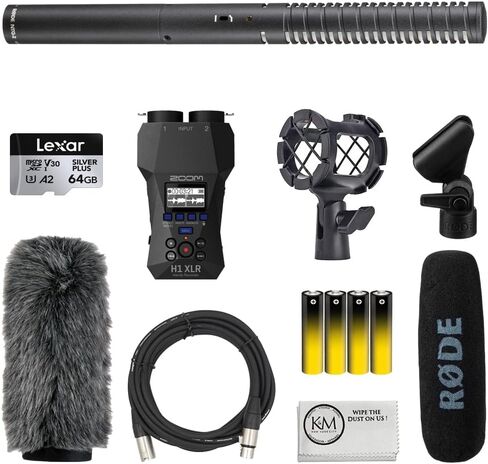 Rode NTG2 Condenser Shotgun Microphone Bundle | with H1 Handy Recorder + 64GB Memory Card + Shockmount + Fur Windshield + 4 Pack AA Batteries (8 Items) in Kuwait