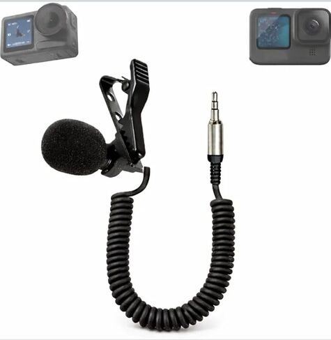 Noise Canceling Elastic Short Wire Microphone for Motovloggers Compatible with Gopro Hero 7/8/9/10/11/12 Mediamod/Mic Adapter and All Action Camera in Kuwait