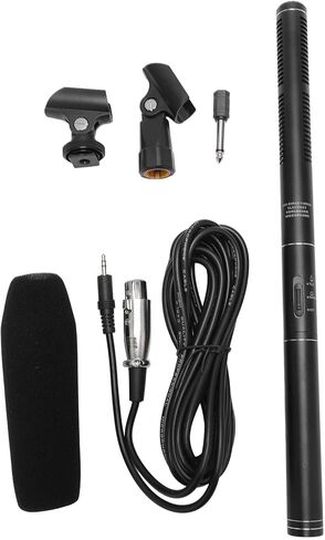 Fabater Camera Microphone Professional Interview Condenser Mic for Media Interviews, Conferences, and TV Shows with Windproof Foam Cover and Stable Stand in Kuwait