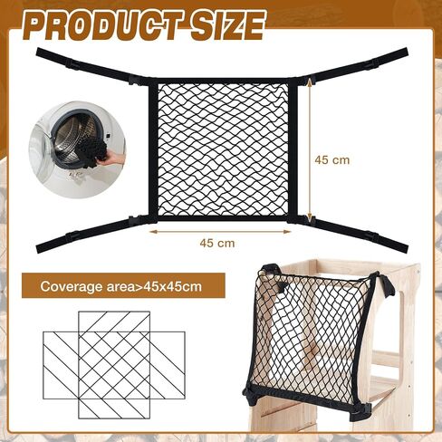Silipull Toddlers Tower Safety Net Guard for Toddlers Learning Tower Safety Net for Kitchen Learning Step Tool, Black(17.72 x 17.72 Inch) in Kuwait