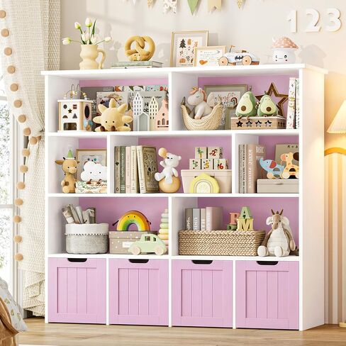 Toy Storage Organizer with Movable Drawer Toy Organizer for Kids | Kids Bookshelf and Toy Chest Storage with Hidden Wheels, Toy Organizers and Toy Storage for Playroom, Gray in Kuwait