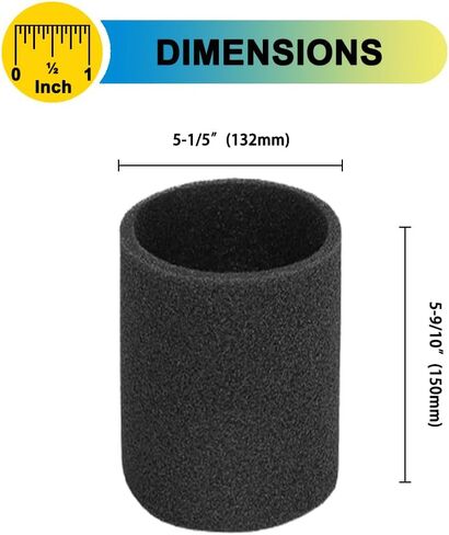 SpaceTent 3 Pack VFF51 Foam Filters for Vacmaster 5 to 16 Gallon Wet/Dry Vacs, Fit most Shop-Vac 5-16 Gal Vacuum, Replacement Dust Foam Sleeve | Also fit most Shop-Vac 5-16 Gal Vacuums, Replacement Dust Foam Sleeve, Washable & Reusable, Flexible & Tear Re in Kuwait