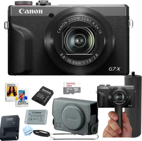 Canon PowerShot G7 X Mark III ++ 64GB Memory + Stabilizing Grip + Software Pack +More (30th Anniversary Graphite Limited Edition) (Value Bundle) (Renewed) in Kuwait