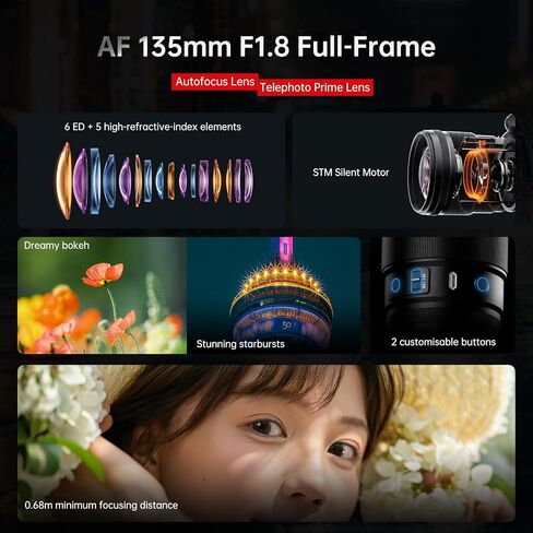 7artisans AF 135MM F1.8 AutoFocus Full Frame Telephoto Lens for L Mount,Compatible with DC-S1, DC-S1R, DC-S1H,DC-S5,DC-S5M2X,DC-S5M2,LUMIX S9 in Kuwait