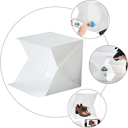 Zerodeko 20cm Folding LED Light Tent Portable Photography Light Box with Dual LED Bars and 6 Colored Backdrops for Professional and Amateur Photo Studio Shooting in Kuwait