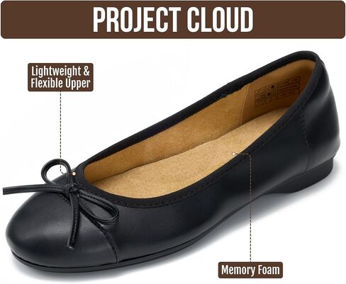 Project Cloud Ballet Flats for Women - Non-Slip Womens Flats | Durable Genuine Leather Insole and Lightweight Design with Comfortable Memory Foam Flats for Everyday Wear in Kuwait