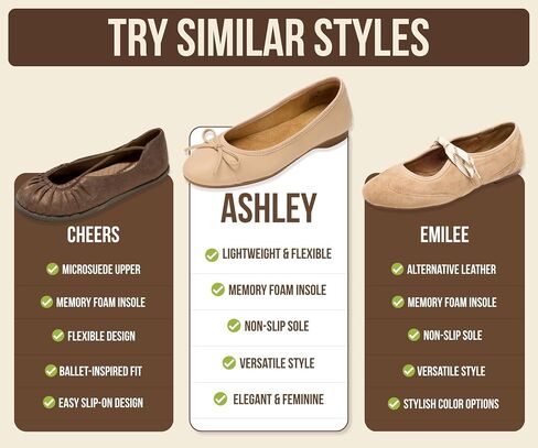 Project Cloud Ballet Flats for Women - Non-Slip Womens Flats | Durable Genuine Leather Insole and Lightweight Design with Comfortable Memory Foam Flats for Everyday Wear in Kuwait