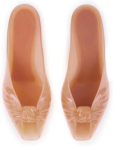 Caradise Jelly Kitten Heel Sandals Peep Toe Jelly Heels Mules Summer Shoes | Orange Jelly Shoes Women,Jellies Mules,Slip On Kitten Heels,Summer Beach Slides Heels,Party Wedding Dress Shoes,Orange,Size 9 in Kuwait