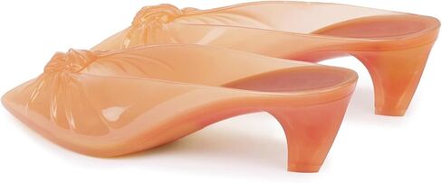 Caradise Jelly Kitten Heel Sandals Peep Toe Jelly Heels Mules Summer Shoes | Orange Jelly Shoes Women,Jellies Mules,Slip On Kitten Heels,Summer Beach Slides Heels,Party Wedding Dress Shoes,Orange,Size 9 in Kuwait